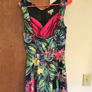 Lindy Bop tropical print Ophelia dress, size small
